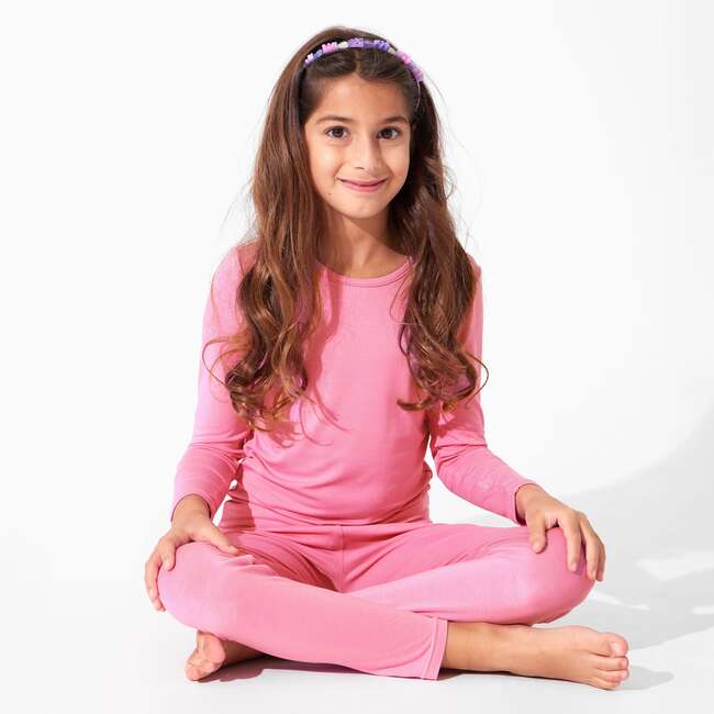 Bubblegum Pink Bamboo Kids Pajamas, Pink - Pajamas - 6