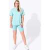 Adventure Blue Bamboo Blend Women's Oversized Tee & Biker Shorts Set, Blue - Mixed Apparel Set - 6