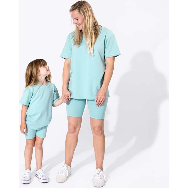 Adventure Blue Bamboo Blend Women's Oversized Tee & Biker Shorts Set, Blue - Mixed Apparel Set - 7