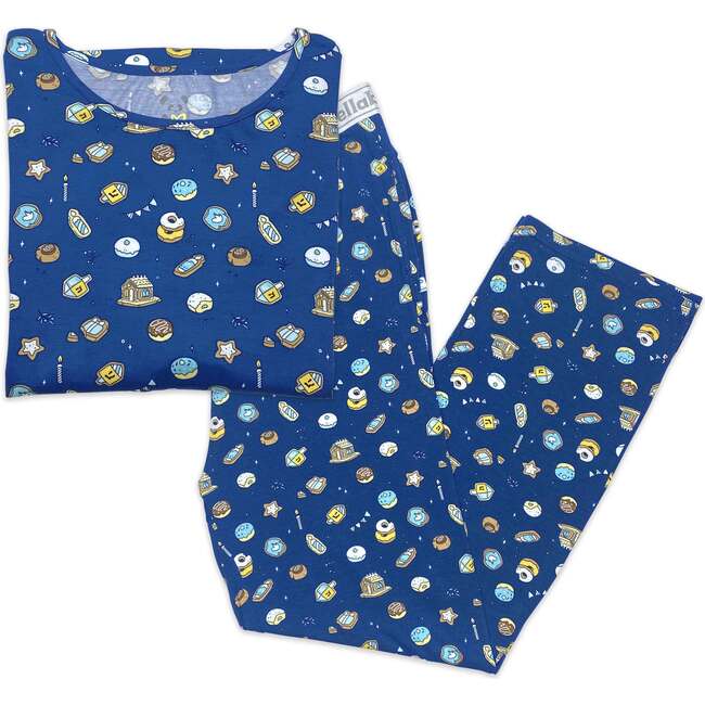 Hanukkah Cookies Bamboo Men's Pajama Set, Blue