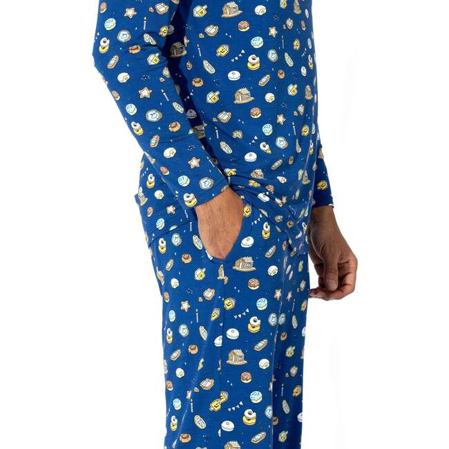 Hanukkah Cookies Bamboo Men's Pajama Set, Blue - Pajamas - 5