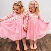 Coquette Bow Long Sleeve Tutu Dress, Pink - Dresses - 7