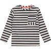 Striped Long Sleeve T-Shirt, Navy & Cream - T-Shirts - 1 - thumbnail