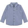 Striped Button Down Shirt, Blue & White - Shirts - 1 - thumbnail