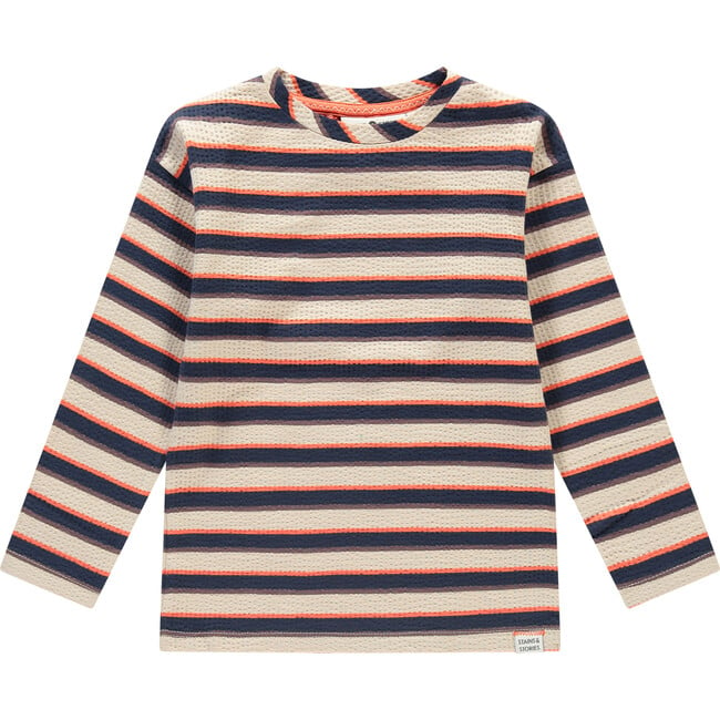 Striped Textured Long Sleeve T-Shirt, Multicolors