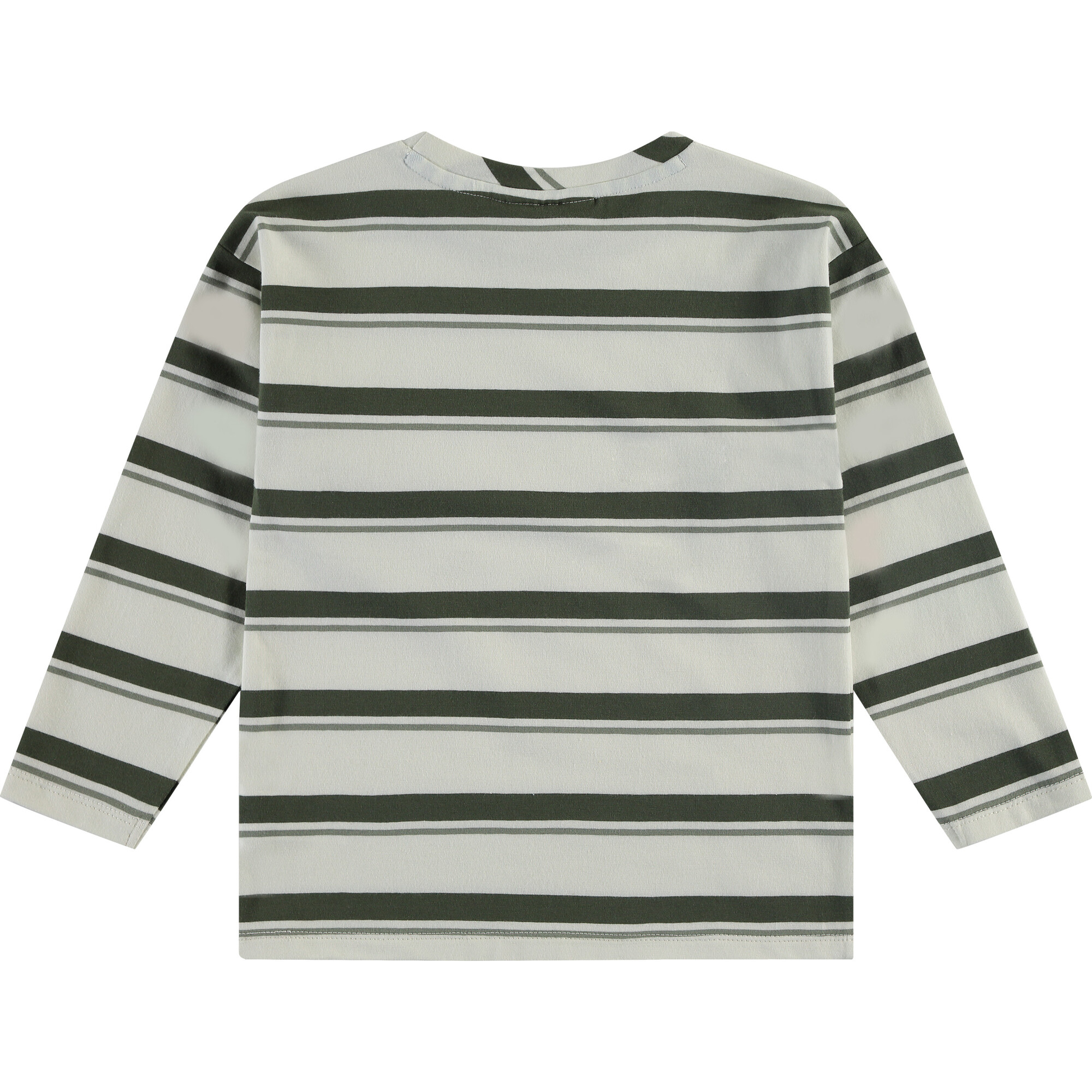 Striped Abstract Front Pocket Long Sleeve T-Shirt, Green - T-Shirts - 1
