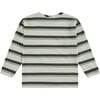 Striped Abstract Front Pocket Long Sleeve T-Shirt, Green - T-Shirts - 1 - thumbnail