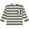 Striped Abstract Front Pocket Long Sleeve T-Shirt, Green - T-Shirts - 2