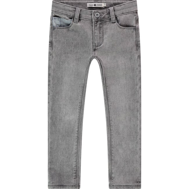 Straight Leg Denim Pant, Grey