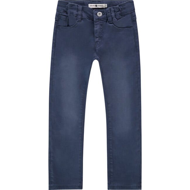 Straight Leg Zipped Pant, Blue