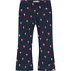 Retro Inspired Heart Print Flared Pant, Navy - Pants - 1 - thumbnail