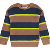 Rib Knit Striped Crew Neck Pull-Over Sweater, Multicolors - Sweaters - 1 - thumbnail