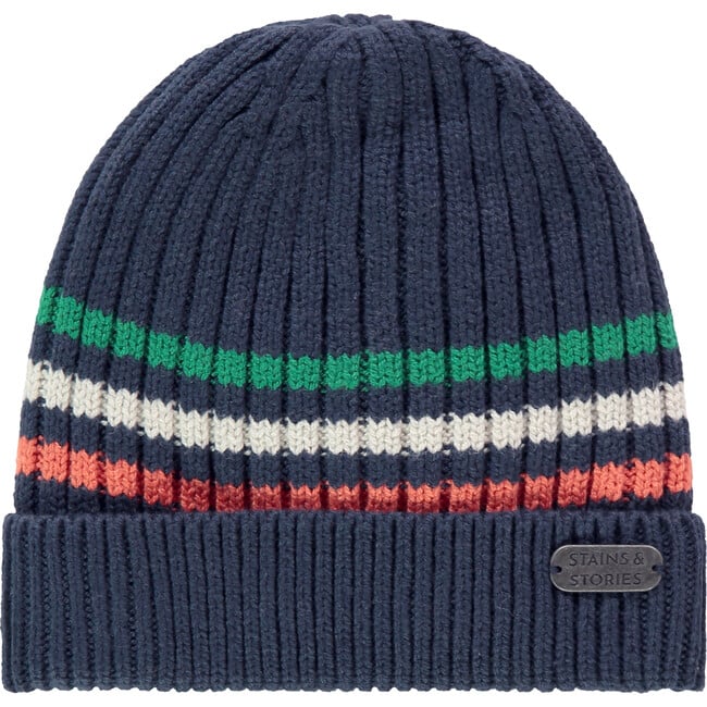 Rib Knit Stripped Beanie, Multicolors