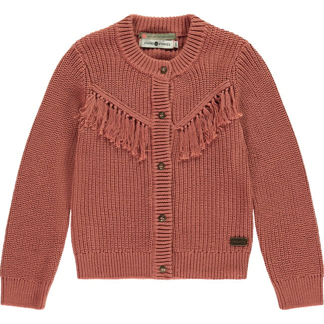 Rib Knit Tassel Cardigan, Coral