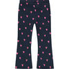 Retro Inspired Heart Print Flared Pant, Navy - Pants - 2