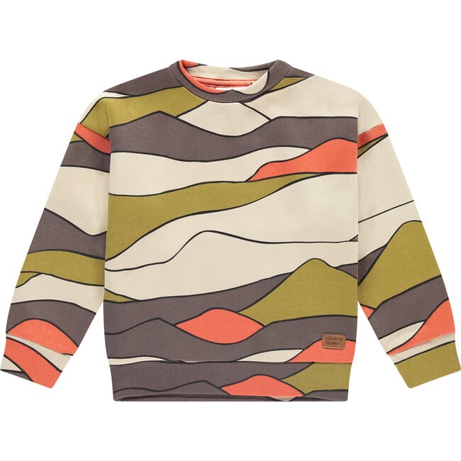 Mountain Theme Crew Neck Pullover Sweatshirt, Multicolors