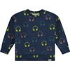 Headphone Print Crew Neck Pullover Sweatshirt, Multicolors - Sweatshirts - 1 - thumbnail