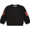 Printed Elbow Crew Neck Pullover Sweatshirt, Deep Black - Sweatshirts - 1 - thumbnail