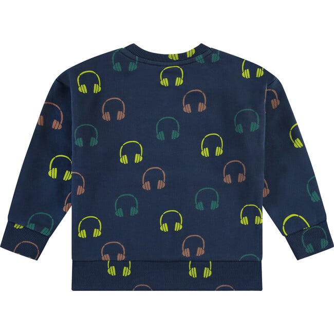 Headphone Print Crew Neck Pullover Sweatshirt, Multicolors - Sweatshirts - 2