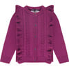 Knit Ruffle Cardigan, Magenta Purple - Cardigans - 1 - thumbnail