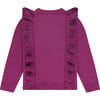 Knit Ruffle Cardigan, Magenta Purple - Cardigans - 2