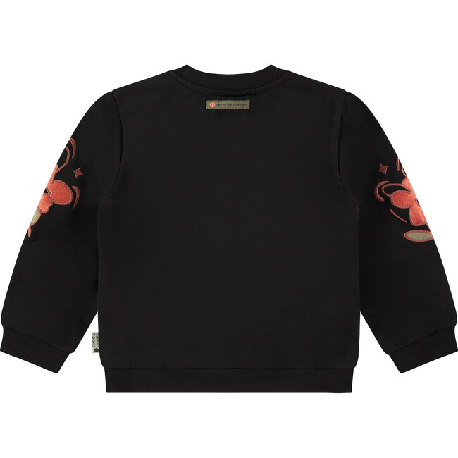 Printed Elbow Crew Neck Pullover Sweatshirt, Deep Black - Sweatshirts - 2