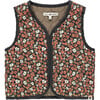 Floral Pattern Sleeveless Vest, Olive & Multicolors - Vests - 1 - thumbnail