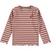 Flower Striped Long Sleeve Lettuce Hem T-Shirt, Canyon & Cream - T-Shirts - 1 - thumbnail