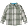 Checked Button Down Shirt, Olive Green & Charcoal - Shirts - 1 - thumbnail