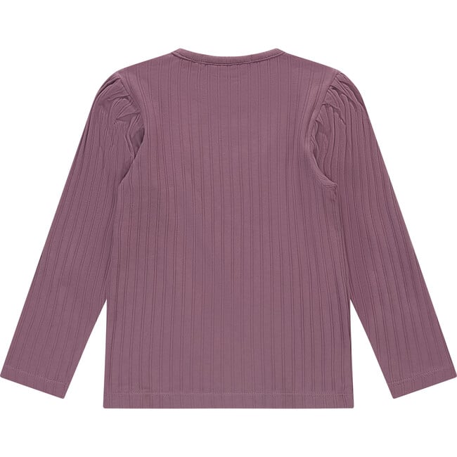 Floral Patch Ribbed Long Sleeve T-Shirt, Purple - T-Shirts - 2