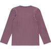 Floral Patch Ribbed Long Sleeve T-Shirt, Purple - T-Shirts - 2