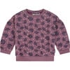 Floral Crew Neck Puff Sleeve Pullover Sweatshirt, Purple - Sweatshirts - 1 - thumbnail