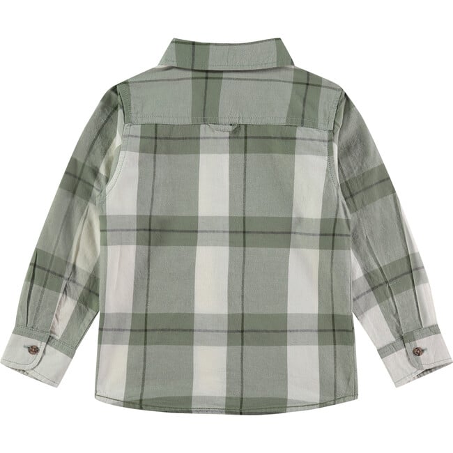 Checked Button Down Shirt, Olive Green & Charcoal - Shirts - 2