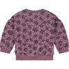 Floral Crew Neck Puff Sleeve Pullover Sweatshirt, Purple - Sweatshirts - 2