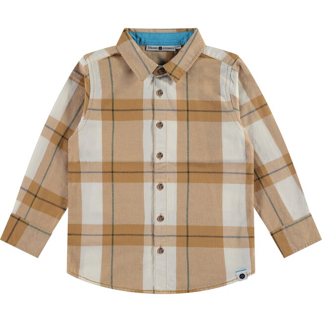 Checked Button Down Shirt, Mustard & Green