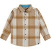 Checked Button Down Shirt, Mustard & Green - Shirts - 1 - thumbnail