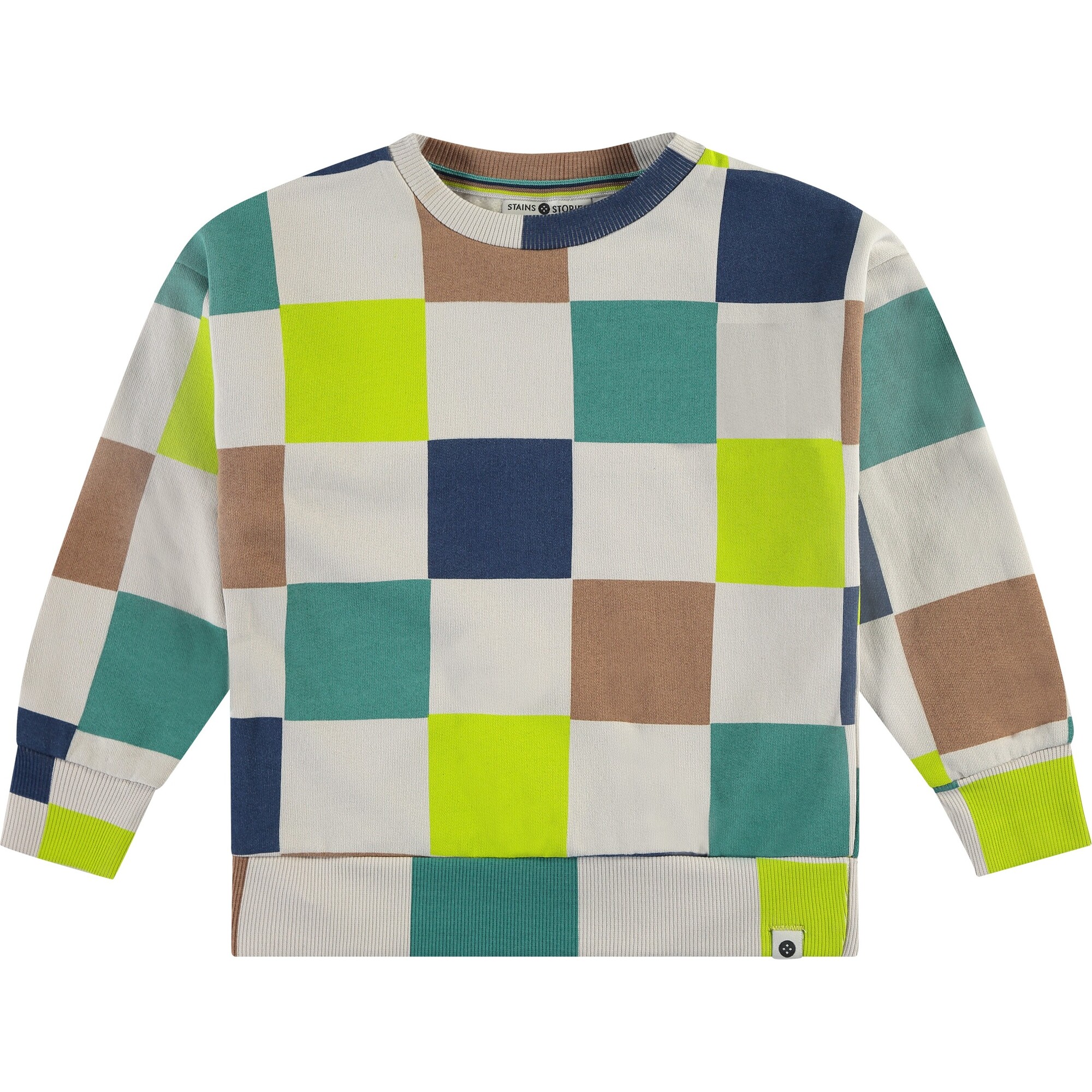 Bold Checkered Crew Neck Pullover Sweatshirt, Multicolors - Sweatshirts - 1