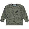 Campsite Map Print Crew Neck Pullover Sweatshirt, Green - Sweatshirts - 1 - thumbnail