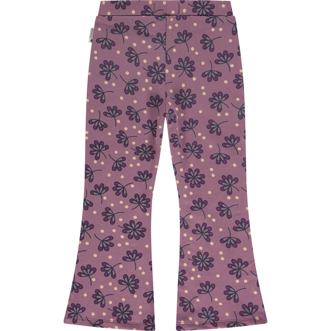 All-Over Leaf Floral Print Flared Leggings, Purple - Leggings - 2