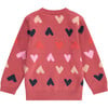 All-Over Heart KnitCrew Neck Pull-Over Sweater, Pink & Multicolors - Sweaters - 2