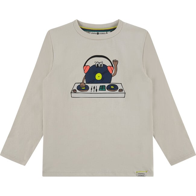 DJ Hot Tunes Print Long Sleeve T-Shirt, Cream