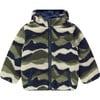 Reversible Fuzzy Sherpa Camo Winter Jacket, Navy & Multicolors - Jackets - 1 - thumbnail