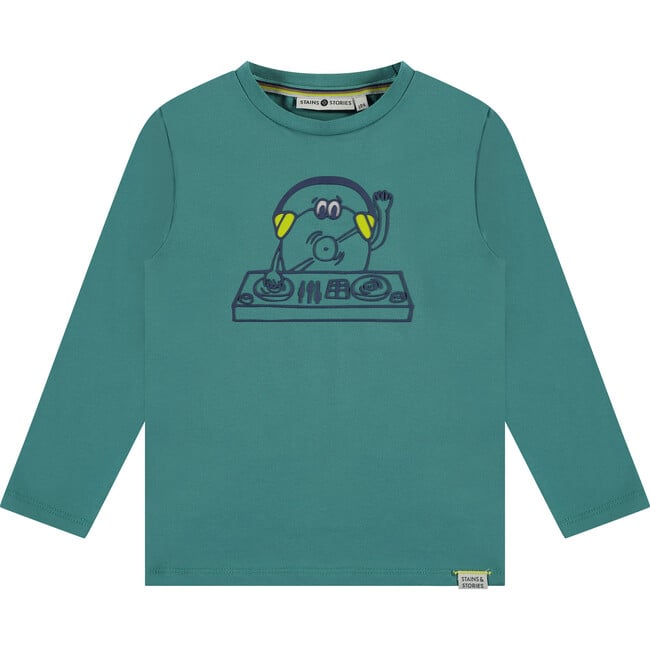 DJ Hot Tunes Print Long Sleeve T-Shirt, Turquoise