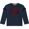 Crew Neck Long Sleeve Pullover T-Shirt, Navy - T-Shirts - 1 - thumbnail