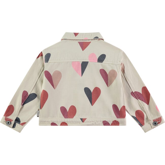 All-Over Heart Cropped Jean Jacket, Cream & Multicolors - Jackets - 2