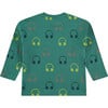 All-Over Headphone Print Long Sleeve T-Shirt, Turquoise - T-Shirts - 2