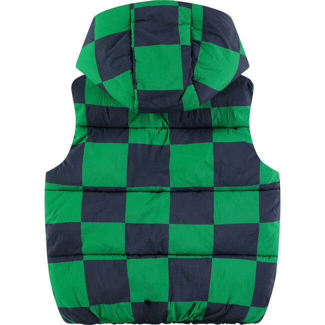 Reversible Solid & Checkered Pattern Winter Vest, Navy & Multicolors - Vests - 2