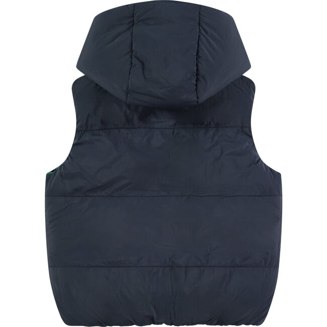 Reversible Solid & Checkered Pattern Winter Vest, Navy & Multicolors - Vests - 4