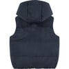 Reversible Solid & Checkered Pattern Winter Vest, Navy & Multicolors - Vests - 4