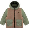 Reversible Multi-Textured Sherpa Winter Jacket, Green - Jackets - 3